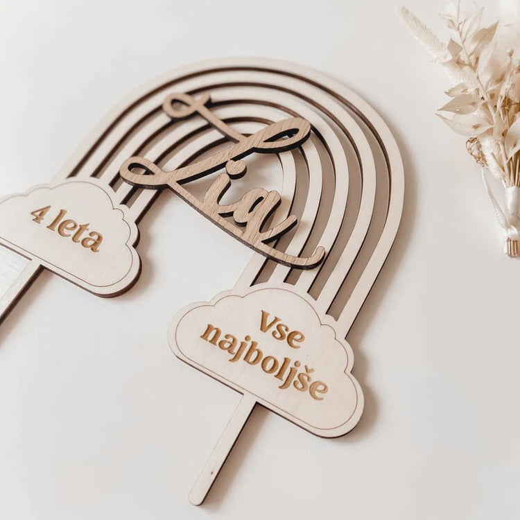 Cake topper - sonček/mavrica - Meraki&