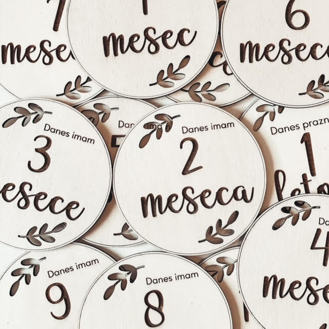 Kartice mejnikov - lesene milestone kartice - Meraki&