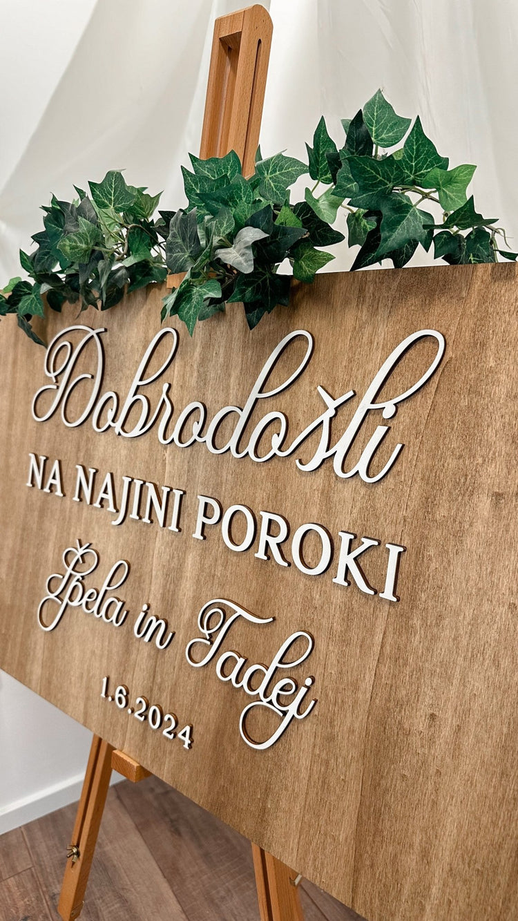 Poročna tabla dobrodošlice - Meraki&
