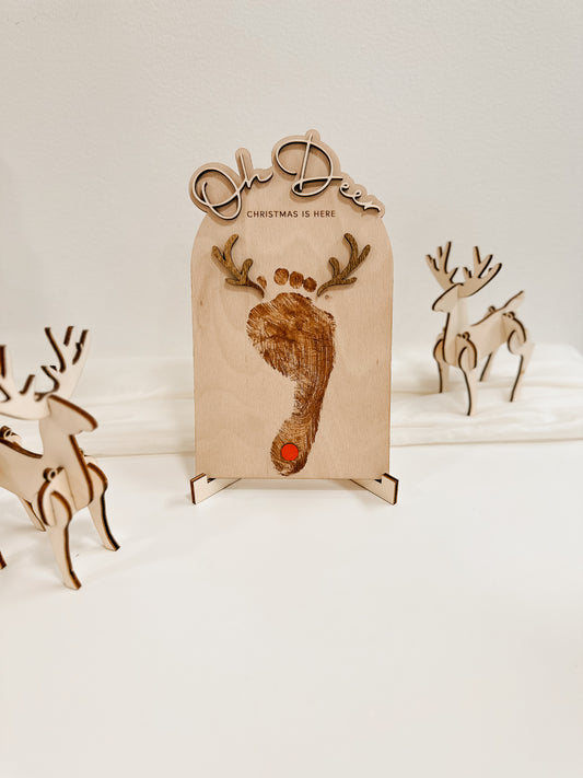 Tablica “Oh Deer, Christmas is here” za odtis nogice