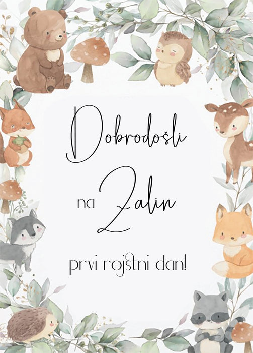 Tabla dobrodošlice - rojstnodnevna gozdne živali