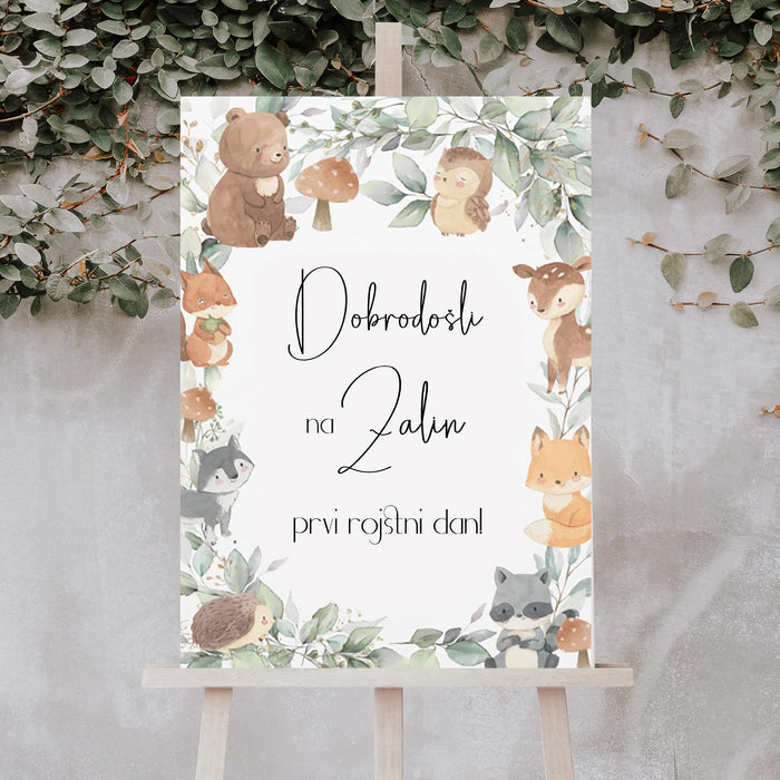 Tabla dobrodošlice - rojstnodnevna gozdne živali