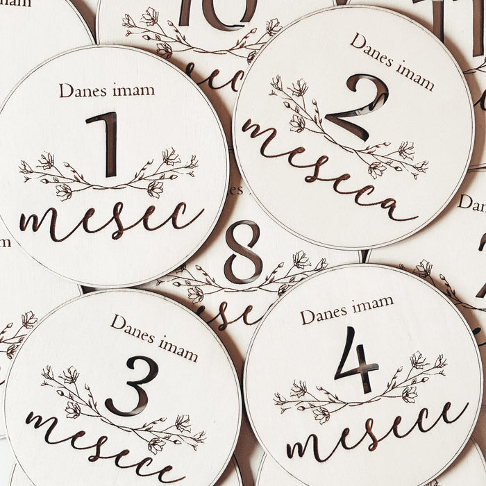 Kartice mejnikov - lesene milestone kartice - Meraki's Shop