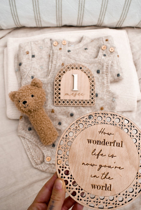 Kartice mejnikov - lesene milestone kartice ratan - Meraki's Shop