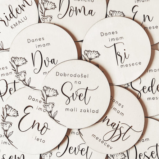 Kartice mejnikov - lesene milestone kartice Tulip - Meraki's Shop