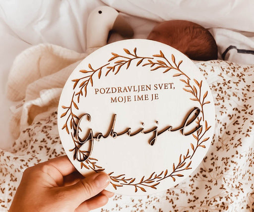 Oznanitvena kartica z imenom - wreath - Meraki's Shop