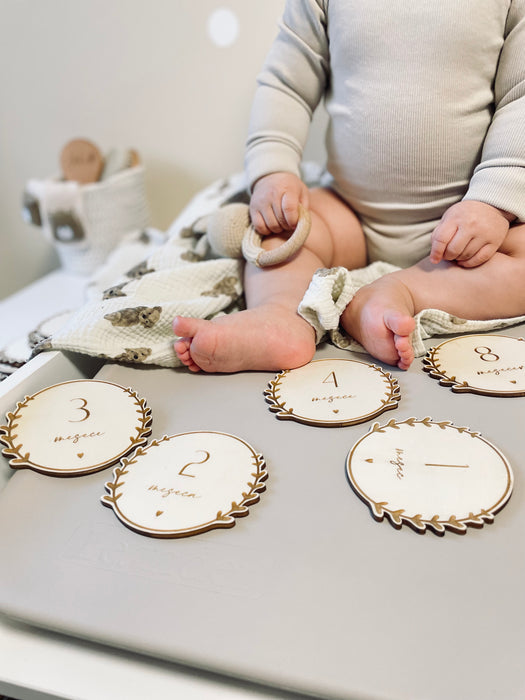 Kartice mejnikov flora - lesene milestone kartice